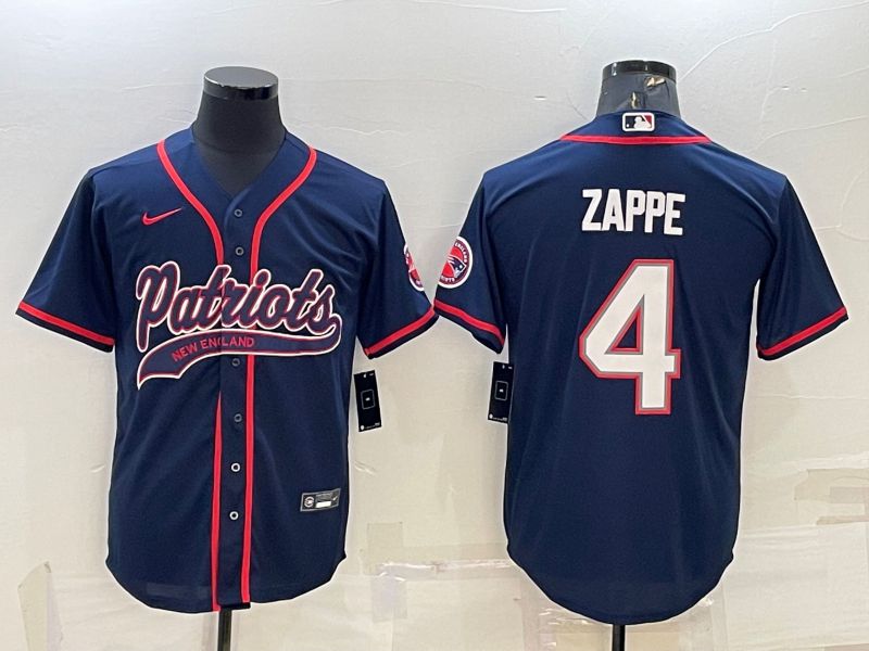Men New England Patriots #4 Zappe Blue 2022 Nike Co branded NFL Jersey